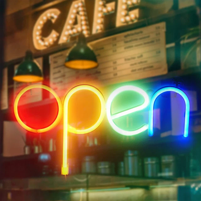 Large Bright Flashing LED OPEN WELCOME Shop Sign Neon Hang Display Window ▪