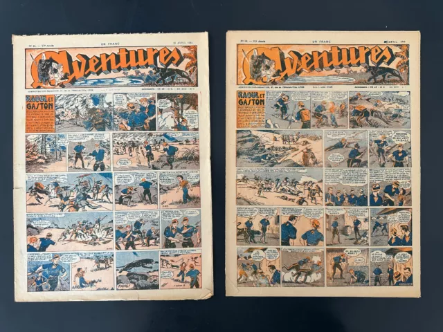 lot 2 AVENTURES N° 15. 16 de 1941 -SUPERMAN .YORDI X9 FANTOME  Périodique rare