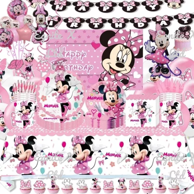 Minnie Mouse Pink Tableware Party Supplies Children Birthday Decorations Balloon