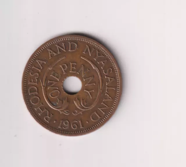 Rhodesia and Nyasaland ONE PENNY 1961 HIGH GRADE COIN.CC403