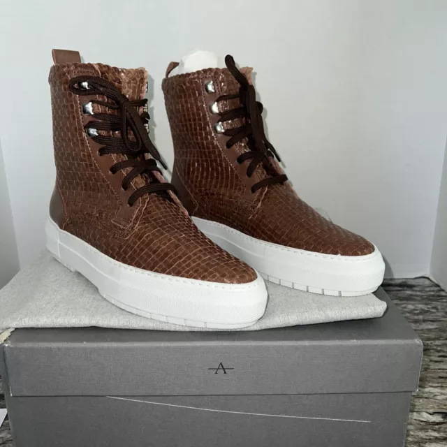 Aquatalia Women’s Size 8 Tess Woven Leather Boots Cognac New