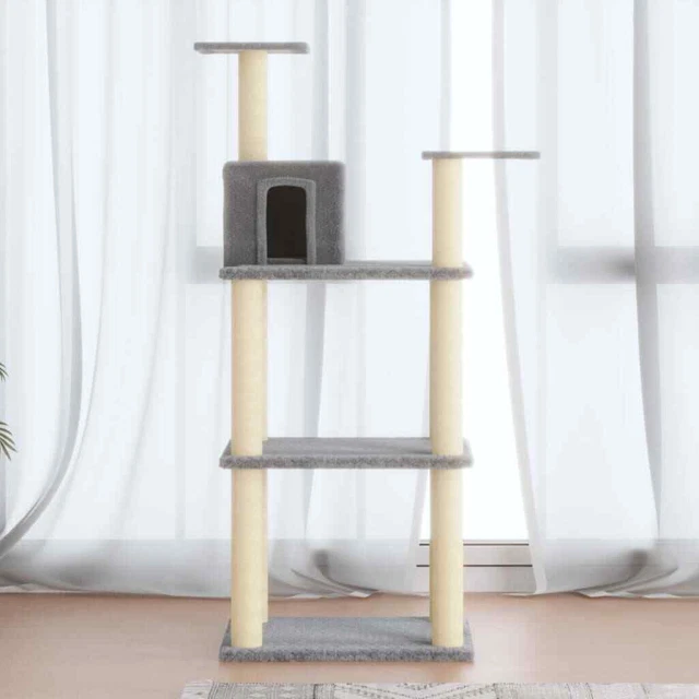 Arbre à chat avec griffoirs en sisal Gris clair 119 cm