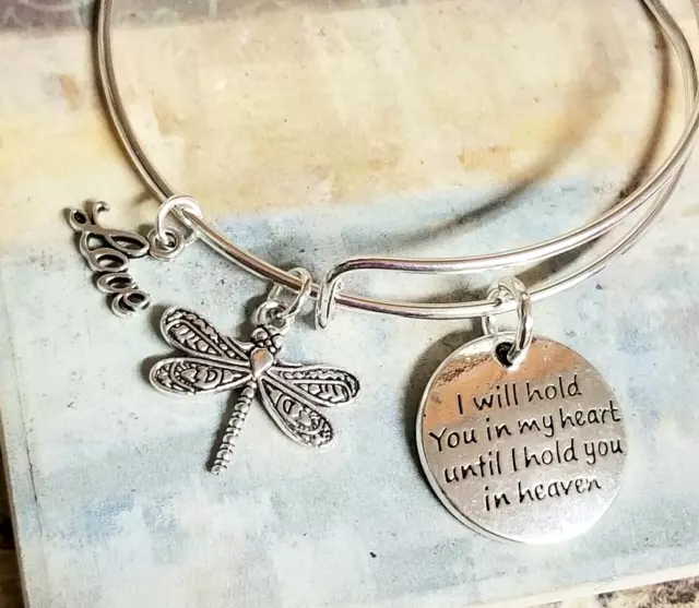 Silver Memorial Bracelet, Dragonfly, In Memory Charm Bracelet Sympathy Gift Loss