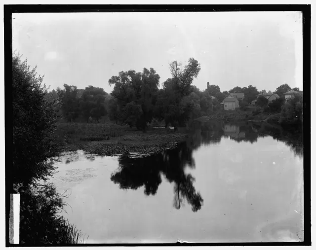 1905 Photo of Waterscape with dwellings at right probably the Huron River at Yps