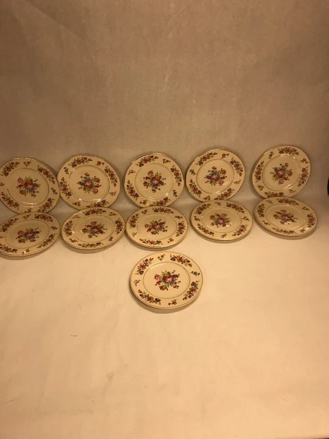 11 pc dessert plate Syracuse China OPCO SHARON pattern OLD IVORY Flowered 6.5 in