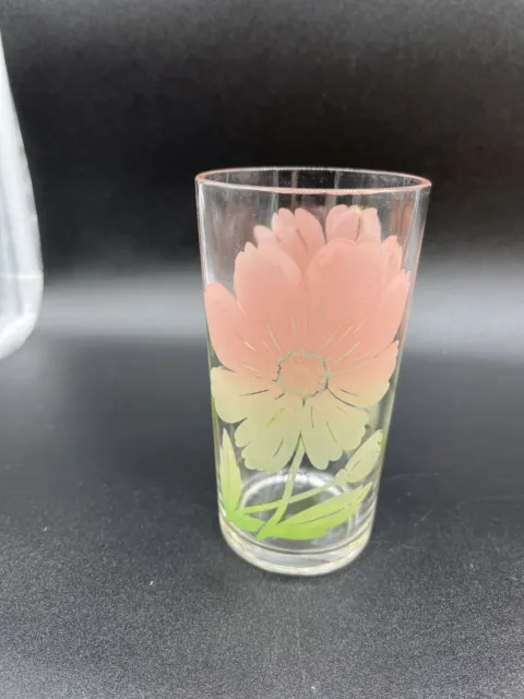 Set of 4 8 oz Vintage Swanky Swig Hibiscus Flower Federal Glasses Juice Tumblers 3