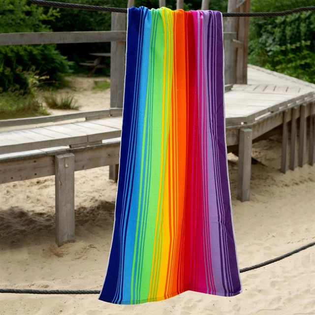 Regenbogen Mikrofaser Strandbad leicht gestreift Handtuch Urlaub Camping Fitnessstudio 5