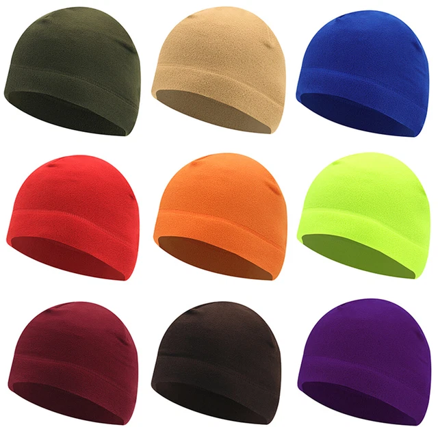 Men Women Warm Beanie Hat Windproof Polar Fleece Watch Cap for Running Cycling