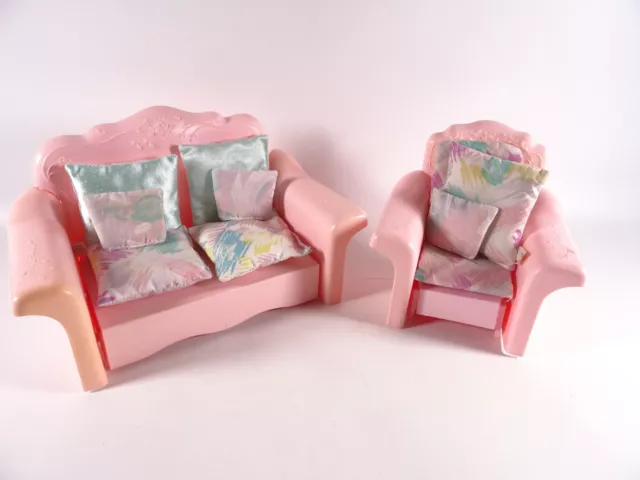 Vintage Barbie Furniture Pink Magic Couch and Armchair Mattel 4771 Accessories Rare (14433)