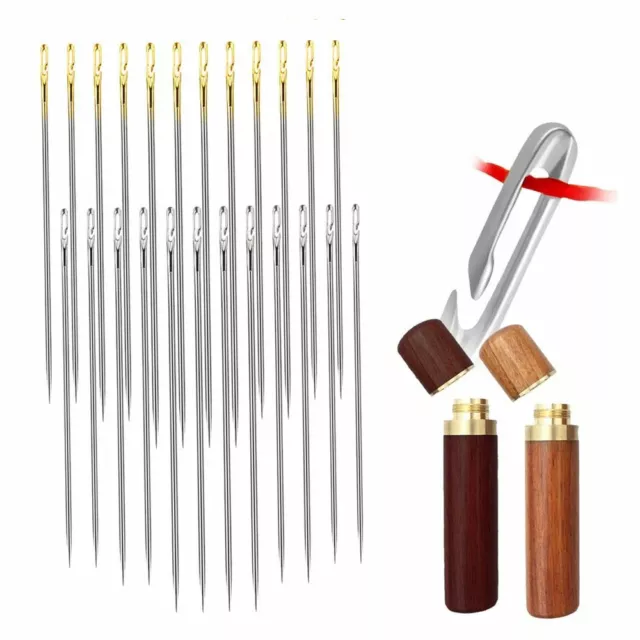 Set Of 4PCS Thick Big Eye Sewing Self-Threading Needles Embroidery
