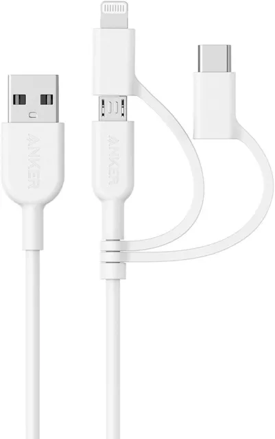 Anker Powerline II 3-in-1 Cable, Lightning/Type C/Micro USB Cable for iPhon