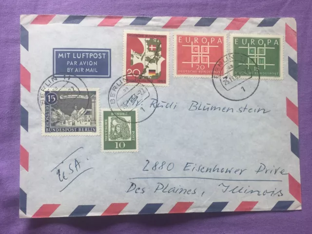 Germany 🇩🇪 Airmail COVER Berlin - USA 15.11.1953 Europa Briefmarken