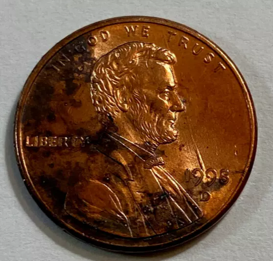 1998D US 1cent, Lincoln Memorial Penny, Error Coin AU
