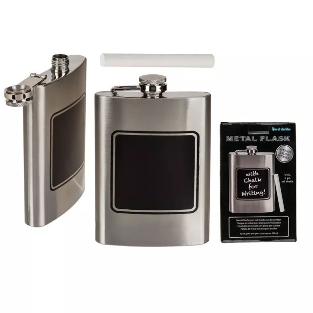 Hip Flask With Chalk Stainless Steel Portable Whisky Vodka Alcohol Holder Gift