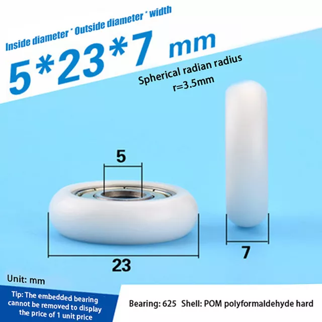 5*23*7mm 625 POM --Lager Passives rundes Rollenrad für 3D --Druckerteile