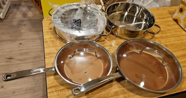 SENSARTE 17 Piece Pots and Pans Set, Nonstick Detachable Handle Cookware,  Induction Kitchen Cookware Set with Removable Handle, Healthy Non Stick RV