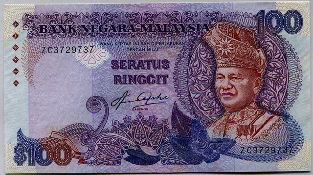 Malaysia $100 Ringgits.Banknote. Bank-Niegara Sign. A.A.Taha 1983-84 #p 24 AUNC