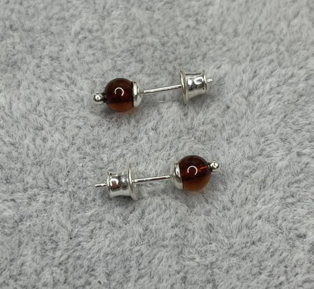 Genuine BALTIC AMBER Earrings with Sterling Silver.Cognac Color Amber Earrings.