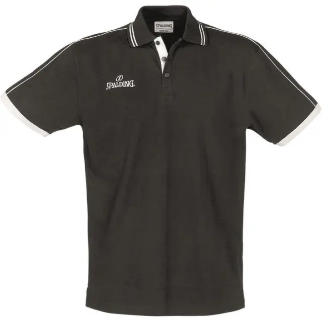 SPALDING Polo Shirt kurzarm Poloshirt Basketball Polohemd schwarz