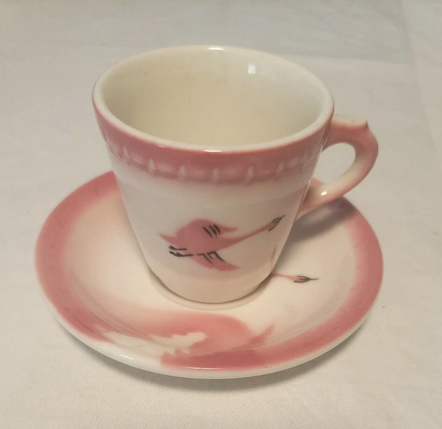 1947 Milwaukee Road Railroad China Demi Cup & Saucer in the Traveler Pattern