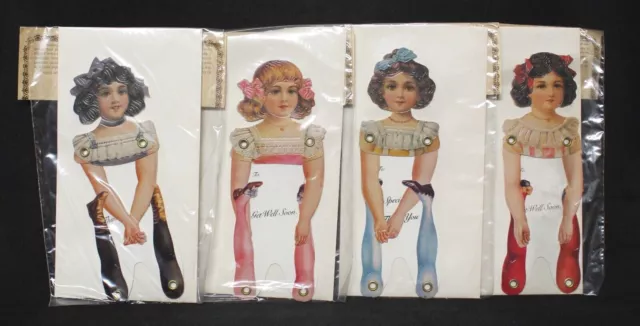 Four (4) Different Turn- Of-The-Century Reproduced Girl Paper Doll Greetings