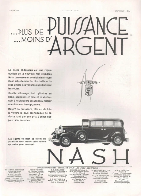 ▬► Publicite Advertising Ad Voiture Car Nash 1931