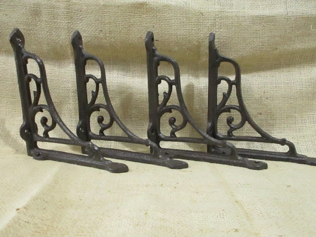 4 Antique Style Vine Shelf Brace Wall Bracket Cast Iron Corbel 6" X 6 1/2" Brace