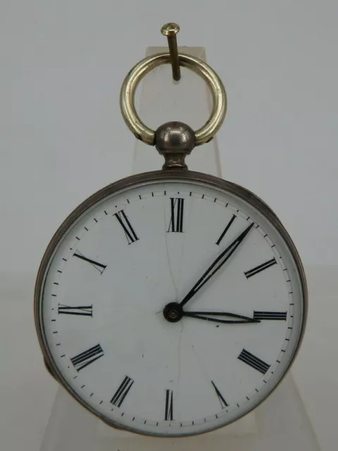 Offene Herrentaschenuhr Schlüsselaufzug Silber um 1890 (64848)