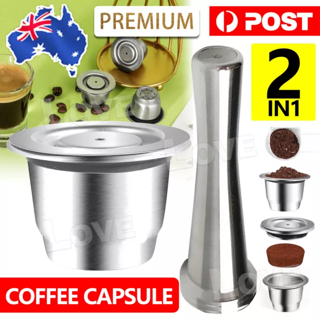 Nespresso Stainless Steel Coffee-Capsule Refillable Reusable-Pods Tamper Set AU