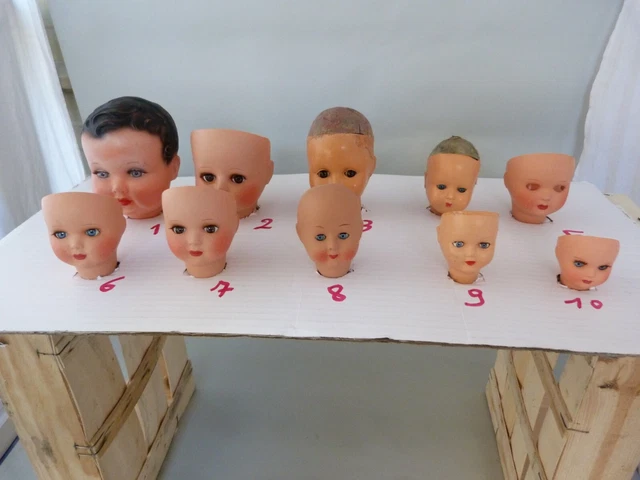 Ancienne Tête De Poupée Raynal N°2 – Yeux Dormeurs Riboulants, Rhodoïd, Années 1950