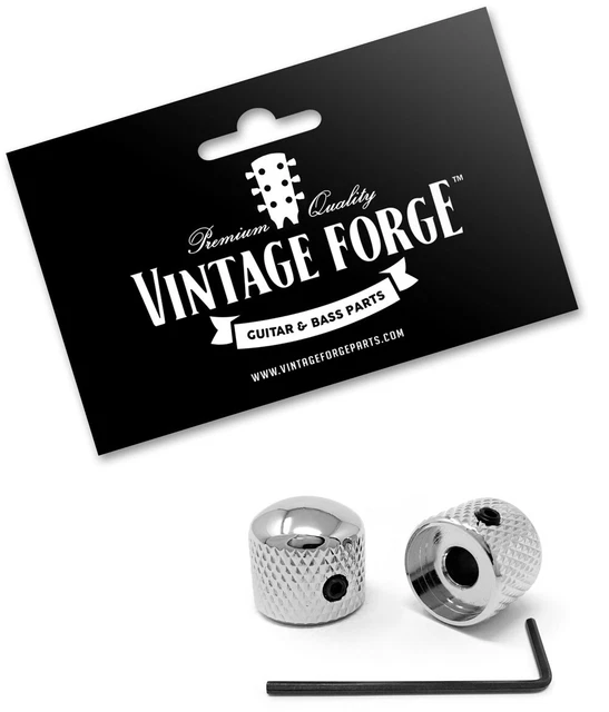 CHROME ROUNDED DOME Knobs For Fender Telecaster Guitar & PBass (Set Of