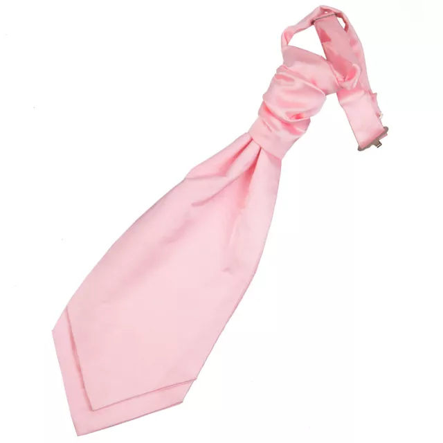 Baby Pink Boys Satin Plain Solid Pre-Tied Ruche Wedding Cravat by DQT