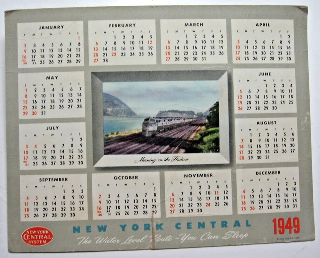 1949 NEW YORK Central Railroad System Calendar 8.99 PicClick