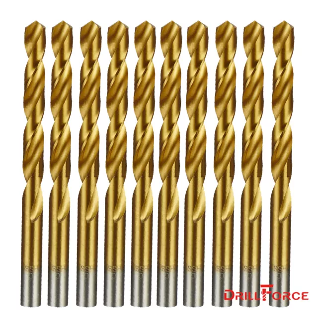 10PCS 1/4" Drill Bit Set HSS Titanium Jobber Length Twist Metal Drill Bits Tools