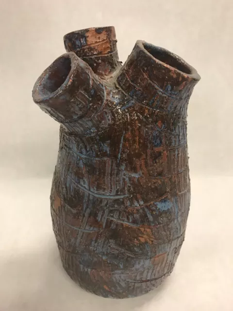 Kleiner Ton Vase Kunst Töpferei Teile Urne Handgefertigt Schwer 25.4cm Hoch
