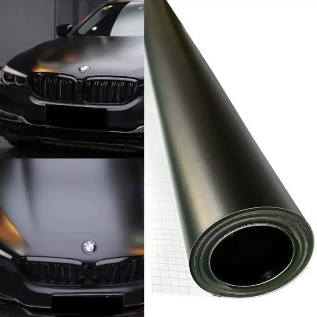 Matte matt Satin Black Vinyl Wrap Self Adhesive Back Plastic Air Free, free ship