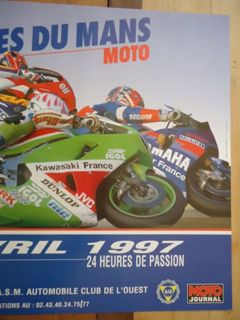 Poster Officiel ** 24 Heures Du Mans 1997 Motos **  Affiche Aco Moto Le 3