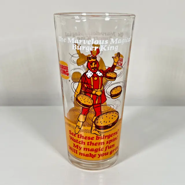 Vintage 1978 The Marvelous Magical Burger King Burger Promo Drinking Glass