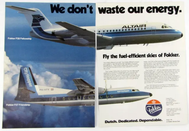 Vintage 1981 Altair Airlines - Fokker F27 F28 Aircraft Print Ad