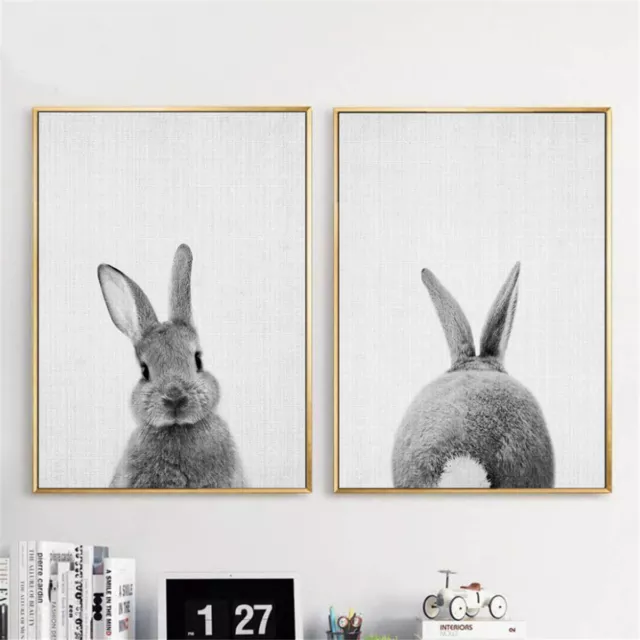 Rabbit Canvas Wall Art Poster Animal Print Painting Baby Nursery Room 30x42cm