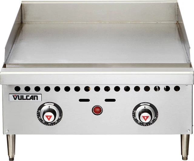 Vulcan VCRG24-T 24" Countertop Gas Griddle with Thermostat / Solid State Cont...
