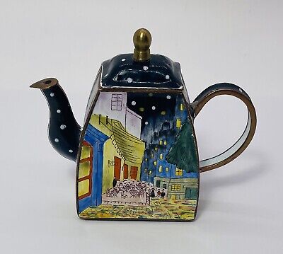 Kelvin Chen Mini Teapot Enamel 2001 Van Gogh Cafe Terrace at Night Collectible