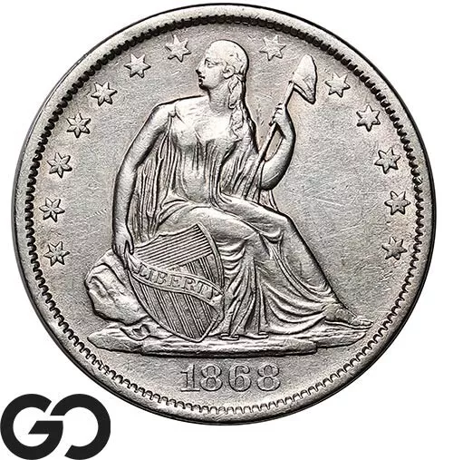 1868-S Seated Liberty Half Dollar, Choice AU+ Better Date ** Free Shipping!