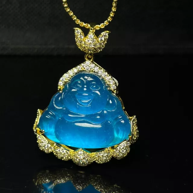 Certified Natural ice inlay jade Jadeite Carved Buddha Pendant&Necklaces 佛公