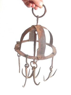 1700's ANTIQUE hand hammered wrought iron poultry meat hanging HOOK Game Hunting