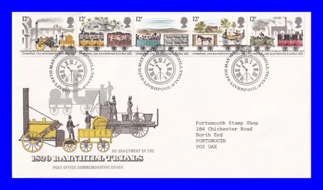 1980 - Post Office 1829 Rainhill Trials Cover + Liverpool H/S