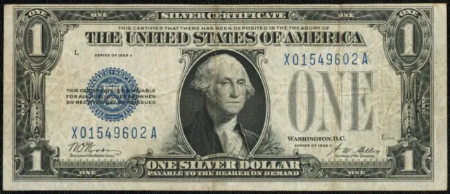 1928 A $1 One Dollar Funnyback Silver Certificate Note Fr#1601