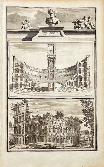 Stampa Antica - Una ricostruzione del Colosseo - Jan Goeree - Paesi Bassi