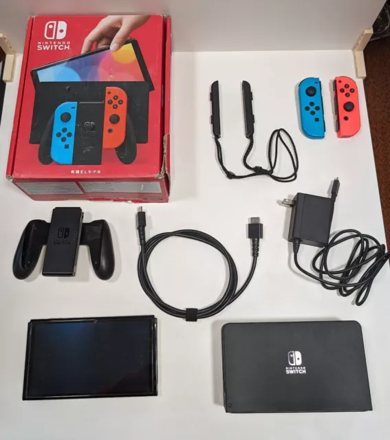 Nintendo Switch OLED Model HEG-001 Handheld Console - 64GB - Black/Neon Red/Neon