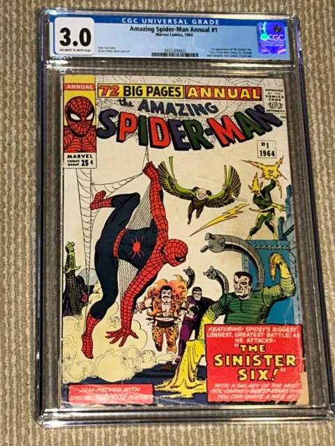 Amazing Spider-Man Annual #1 CGC 3.0 OW/W Key 🔑 Issue! First Sinister Six!
